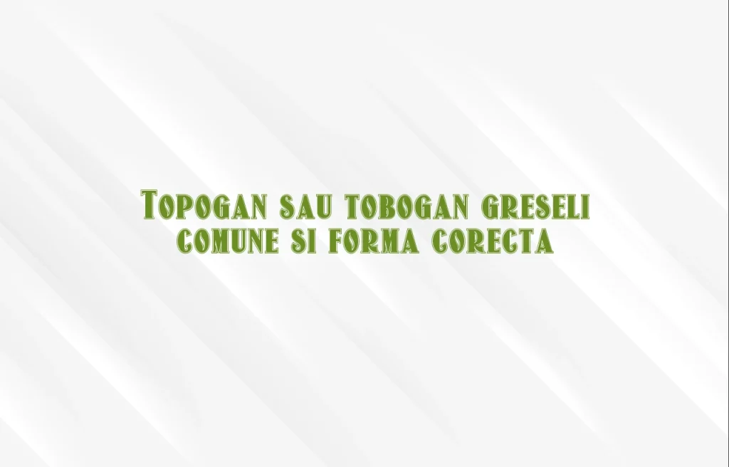 Topogan sau tobogan greseli comune si forma corecta